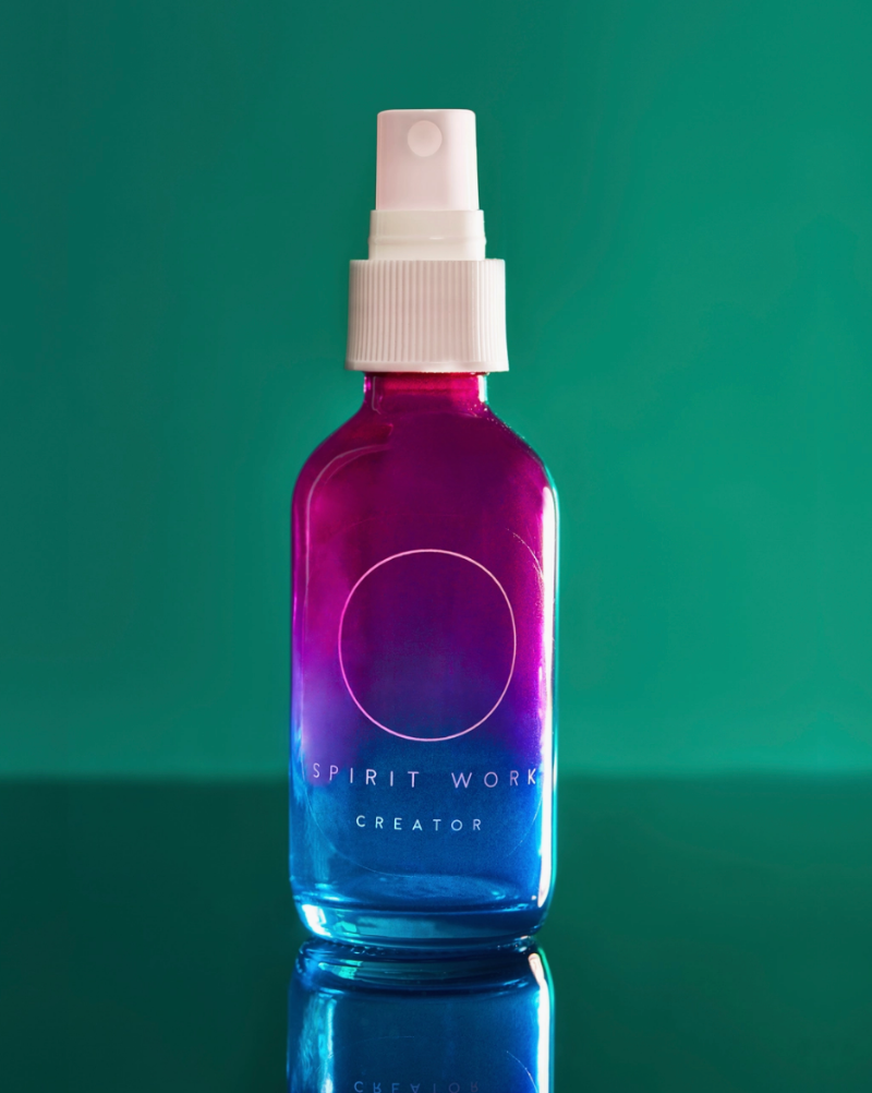 SPIRIT WORK ritual oil and mists are made with 100% Certified Organic essential oils and Reiki energy.  CREATOR is a grounding ritual mist for creativity and organization. Moss Agate + Fluorite Crystal Essences and a blend of Palo Santo and Clary Sage essential oils summon rebirth and invention.