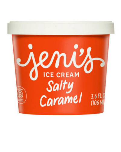 A perfect balance of salty and sweet: sugar caramelized in our kitchen, blended with sea salt and grass-grazed Ohio milk. Salty Caramel ice cream in ready-to-roam 3.6 oz. cups (with a spoon under the lid).