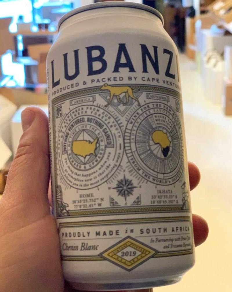 Chenin Blanc South Africa.  Woman winemaker - Trizanne Barnard. Dry orange Julius whipped. Pineapple skins. Fleshy melons. Dried rosemary. Creamy watermelon sorbet. Can = half a bottle! 