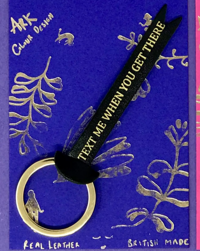 Black Genuine leather with gold plated ring Now complete with foil embossed gift card Length 8cm (excl. ring) Made in Scotland