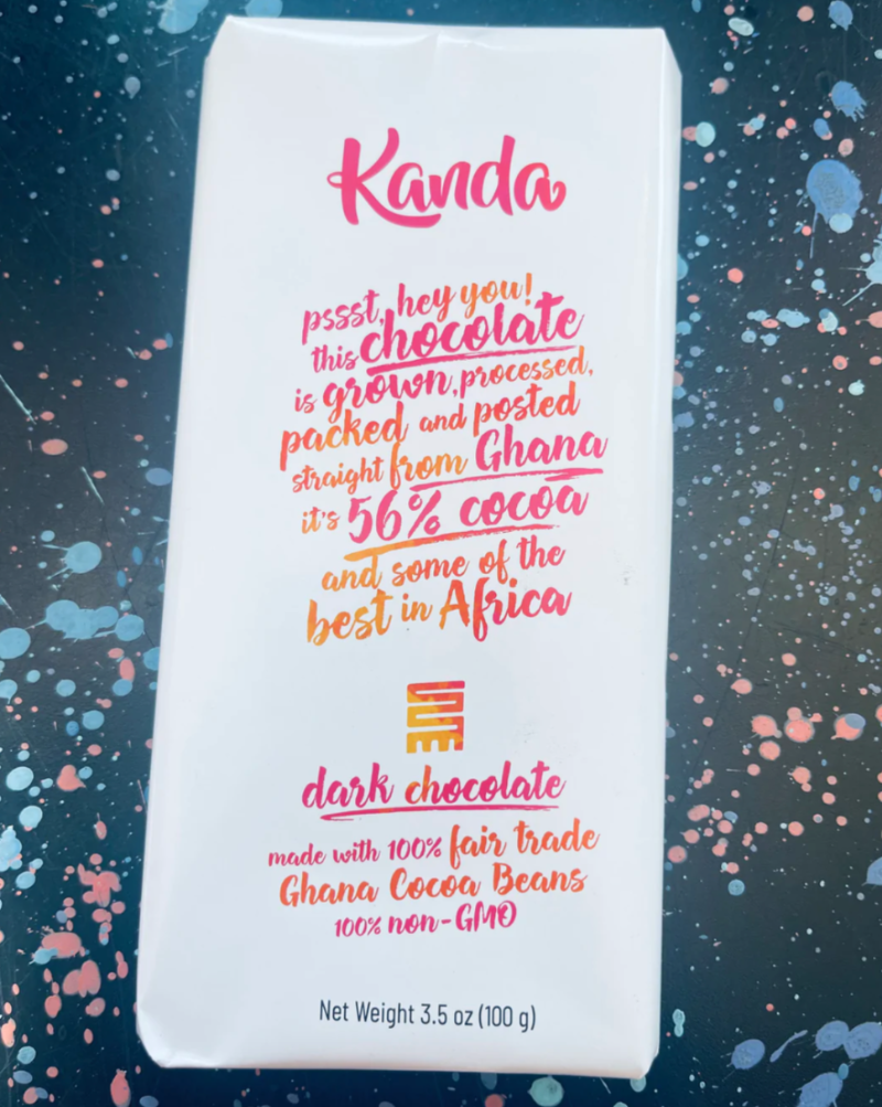 Kanda Chocolates is a benefit corporation with Fair Trade, Non-GMO chocolate that is grown, processed and packaged in Ghana. Woman, locally and POC owned! With each purchase of chocolate, they contribute to fair wages for farmers, manufacturing opportunities in Ghana, and non genetically modified ingredients. Additionally, they donate 10% of the proceeds to charitable organizations that focus on underrepresented populations.