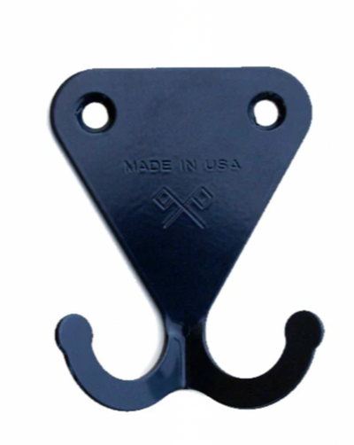 The SR Wall Hook is made of heavy gauge powder coated steel for durable everyday use. Two prong hooks in colors to mix, match, pair, or pop. Easily holds up to 30 lbs in drywall and double the weight in solid blocking. Made in Los Angeles.