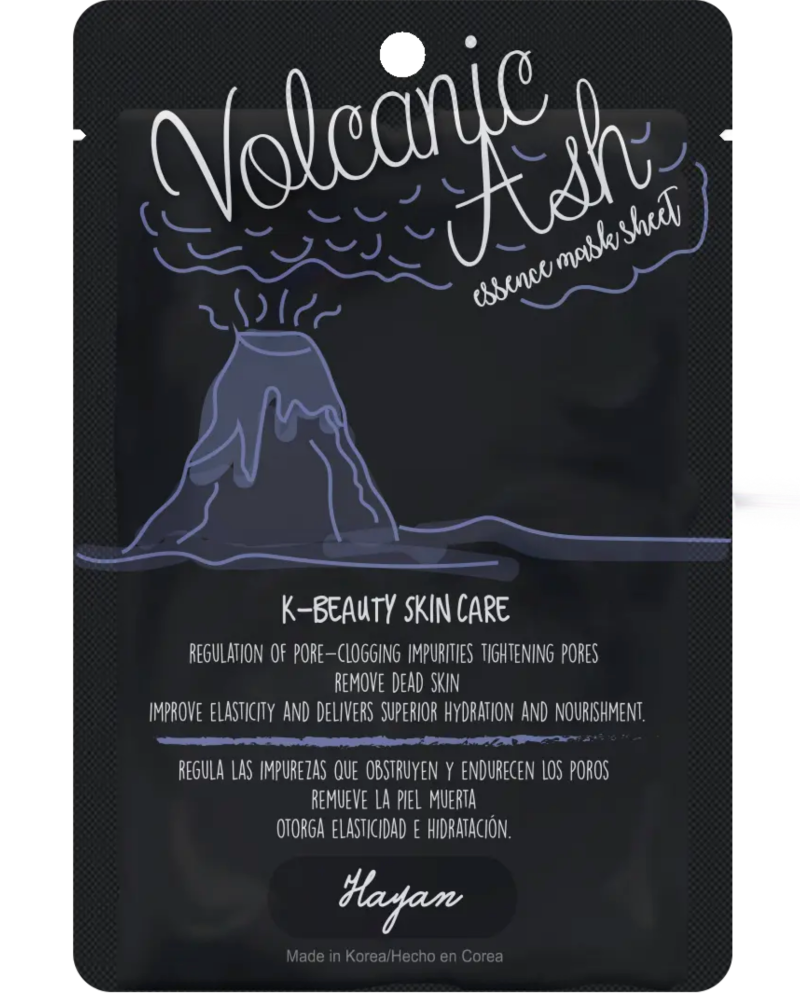 The Volcanic Ash Sheet Mask regulates the impurities that clog and tighten the pores. Removes dead skin and improves elasticity, delivers hydratation and nourishment. For all skin types. Face Treatment. Tencel sheet mask. Natural ingred