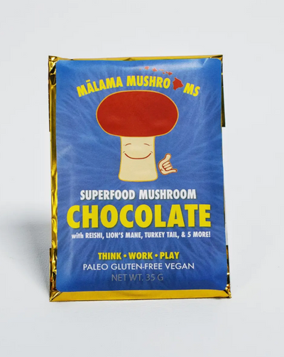 Superfood 8 Mushroom Powder Extract Mix combined into a delectable chocolate bar sweetened with coconut sugar. Vegan, Keto-Friendly, Gluten-Free, & Paleo!