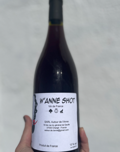 100% Carignan. Languedoc, France.  Woman winemaker - Anne Paillet. All natural. Chillable red. Super Duper Glou-Glou (glug-glug). Farmhouse funky town ho-down. Like the whirly tea-cup ride for your mouth of zippy-sing fruit.