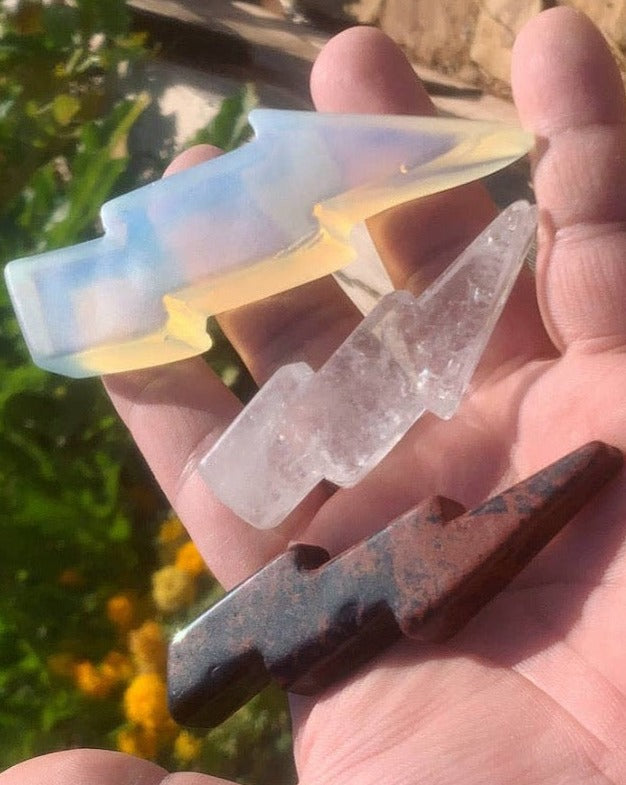 These are a perfect fit in the palm not to big not to small. Assorted Crystal Lightening Bolt